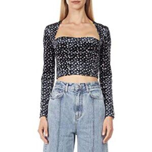 Rokh Women's Sweatheart Neckline Floral Cropped Bustier Top - US 2-4